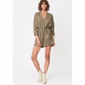 ROWIE‎ The Label Beige Cotton Linen Romper Size Medium